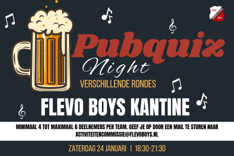 Pubquiz Night bij Flevo Boys!