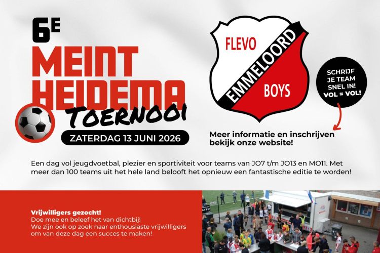 6e Meint Heidema Toernooi bij Flevo Boys!