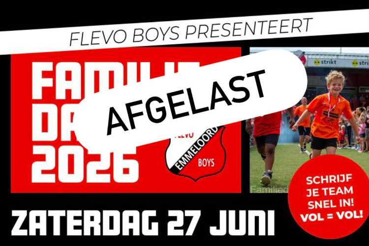 Flevo Boys Familiedag afgelast