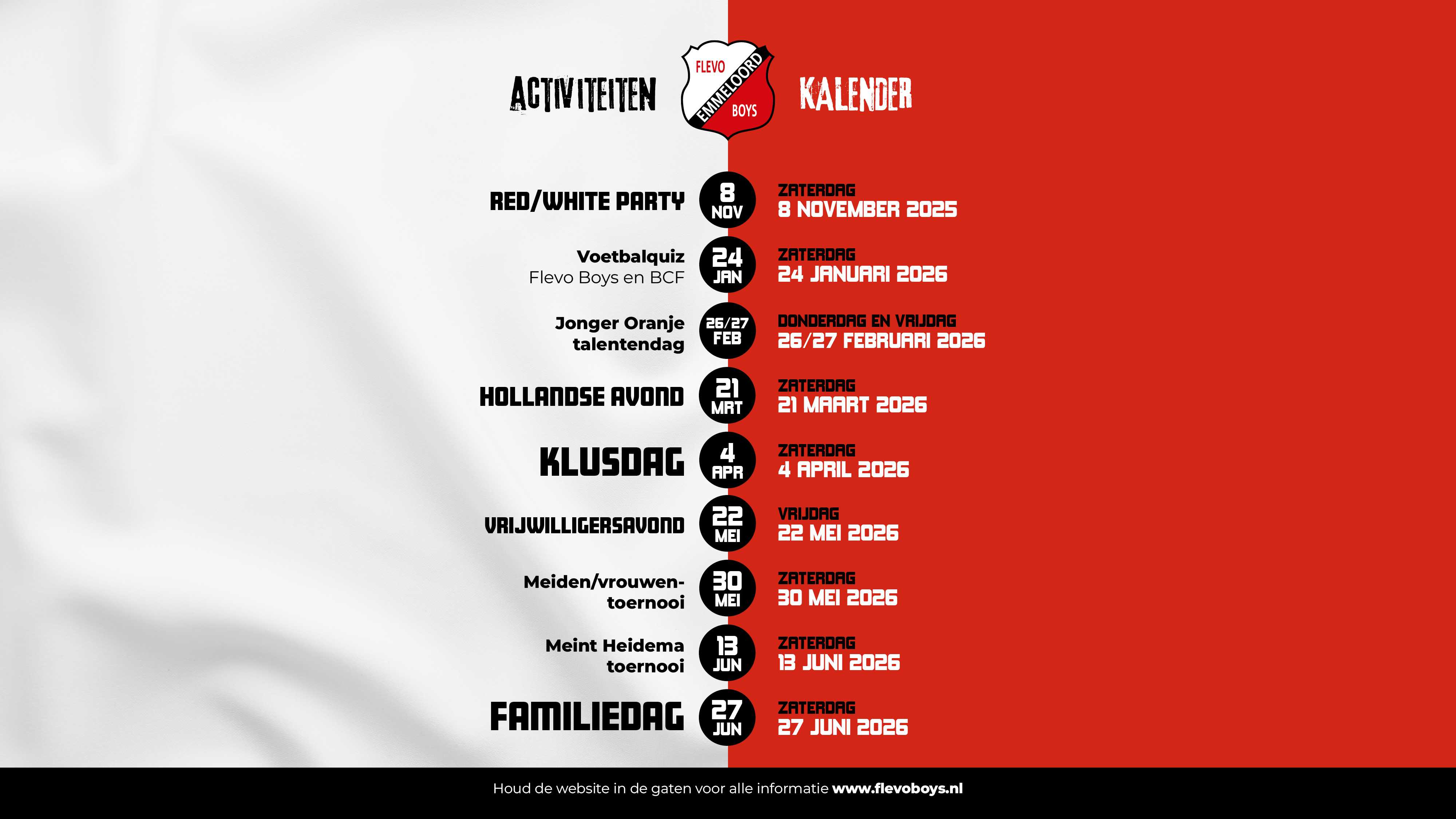 Activiteitenkalender 2026 – Flevo Boys