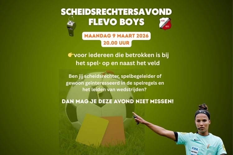 Scheidsrechtersavond op maandag 9 maart