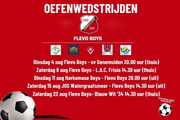 Oefenwedstrijden Flevo Boys 1