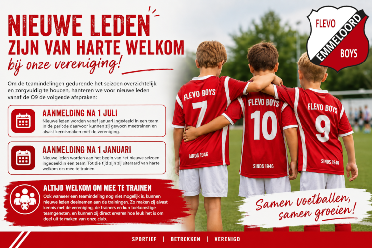 Teamindeling nieuwe leden
